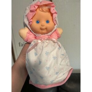 Vintage 1992 Fisher Price Puffalump Baby Doll Pink White Nylon Plush newborn